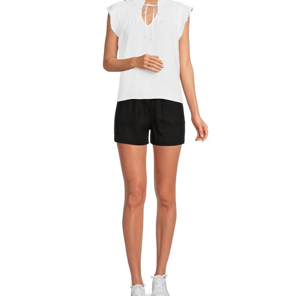 Cloth & Stone Smocked Ruffled Split V-Neck Top - Picture 3 of 3